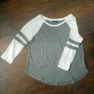 White Grey Stripe Baseball T-Shirt Ambiance